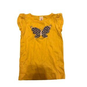Gymboree Girls Yellow Butterfly Embroidered Short Sleeve Top Size S 100% Cotton